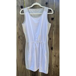 Athleta Dress Women Size Sm White Gray Colorblock Drawstring Waist Summer Travel